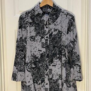 Ali Miles Black and Grey Tunic Top - L